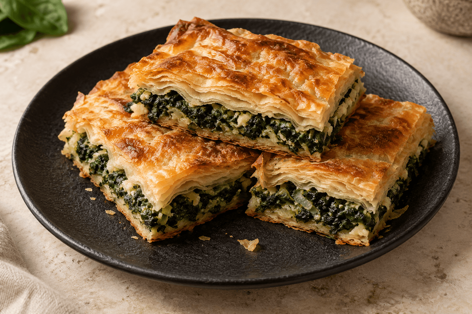 Ispanaklı börek dilimleri
